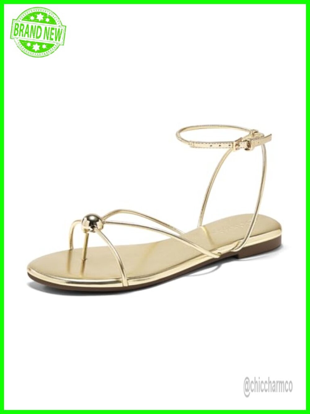 Strappy Flat Sandals Open Toe Flip Flops Ankle Strap Summer Beach Shoes Faux